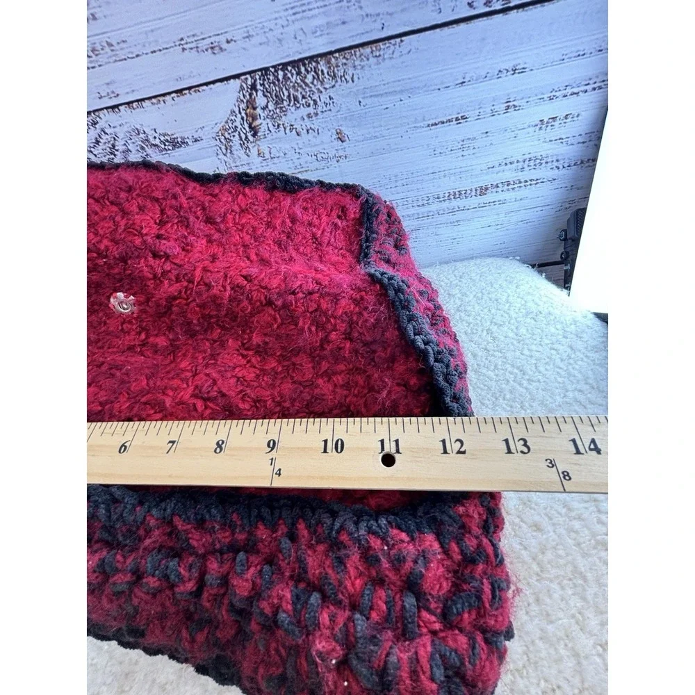 Handmade Crochet Purse Lined Red Black Fuzzy Whimsigoth Fairy Grunge Witchy